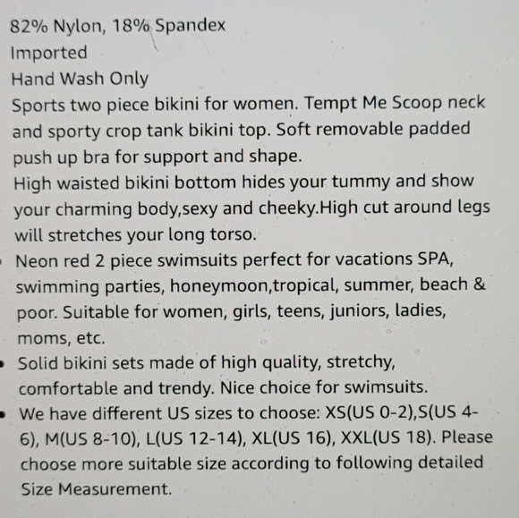 NWT SPORTS BRA BIKINI PADDED SUPPORT HIGH LEG BAYWATCH RED MEDIUM SWIM - Picture 8 of 11